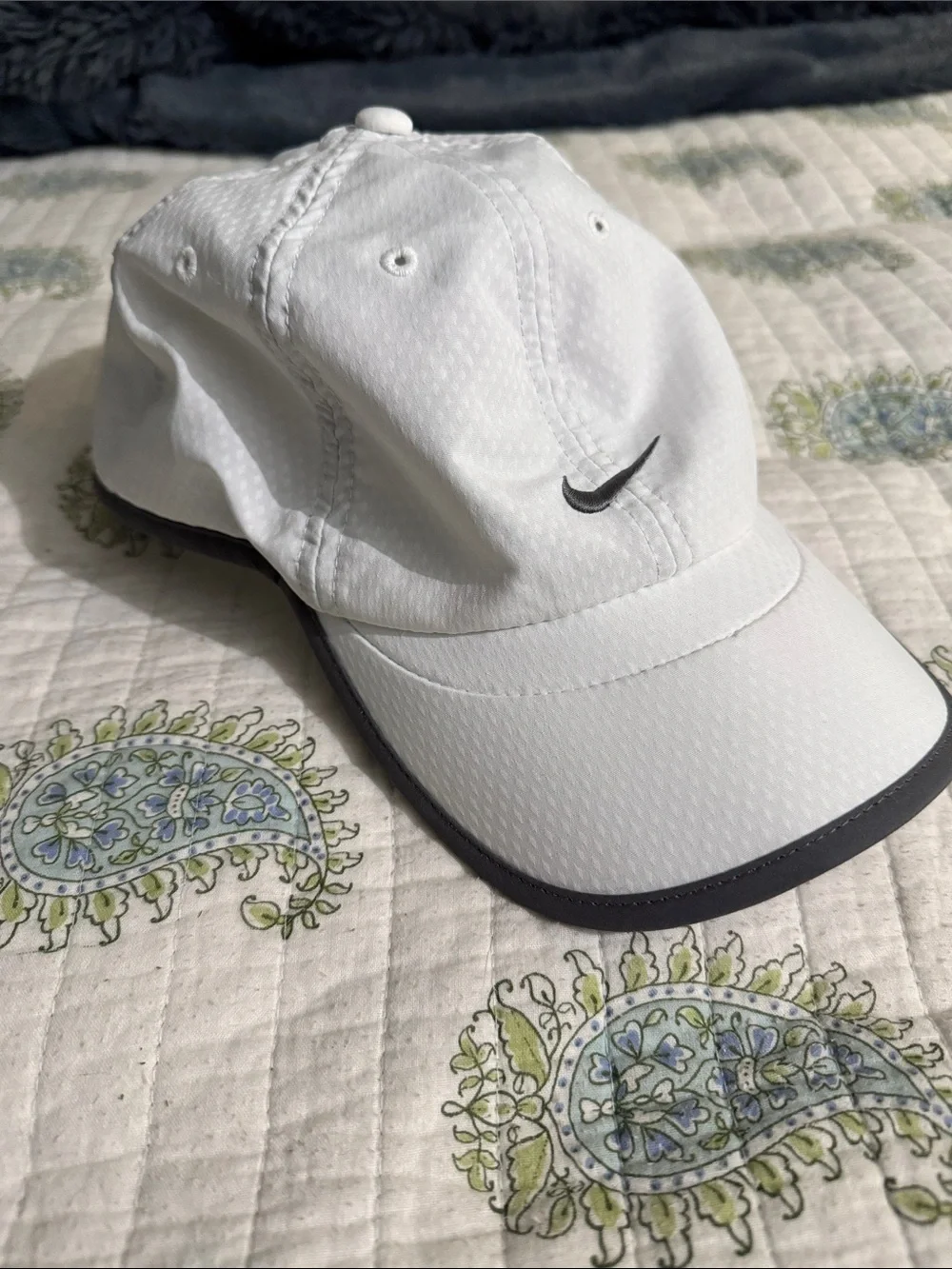 Nike White Cap with Black Swoosh and Black Brim Edge